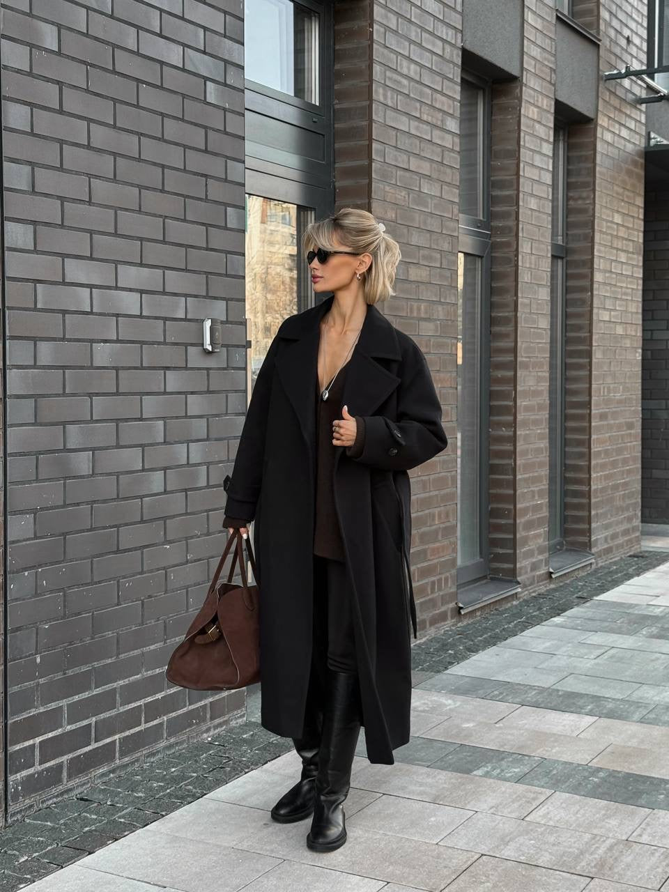 Women’s Oversized Long Coat with Wide Lapels
