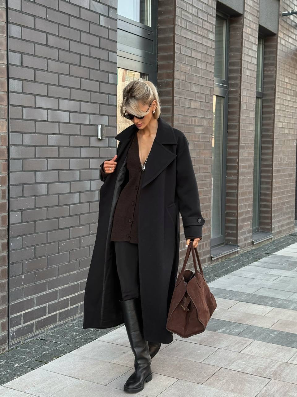 Women’s Oversized Long Coat with Wide Lapels