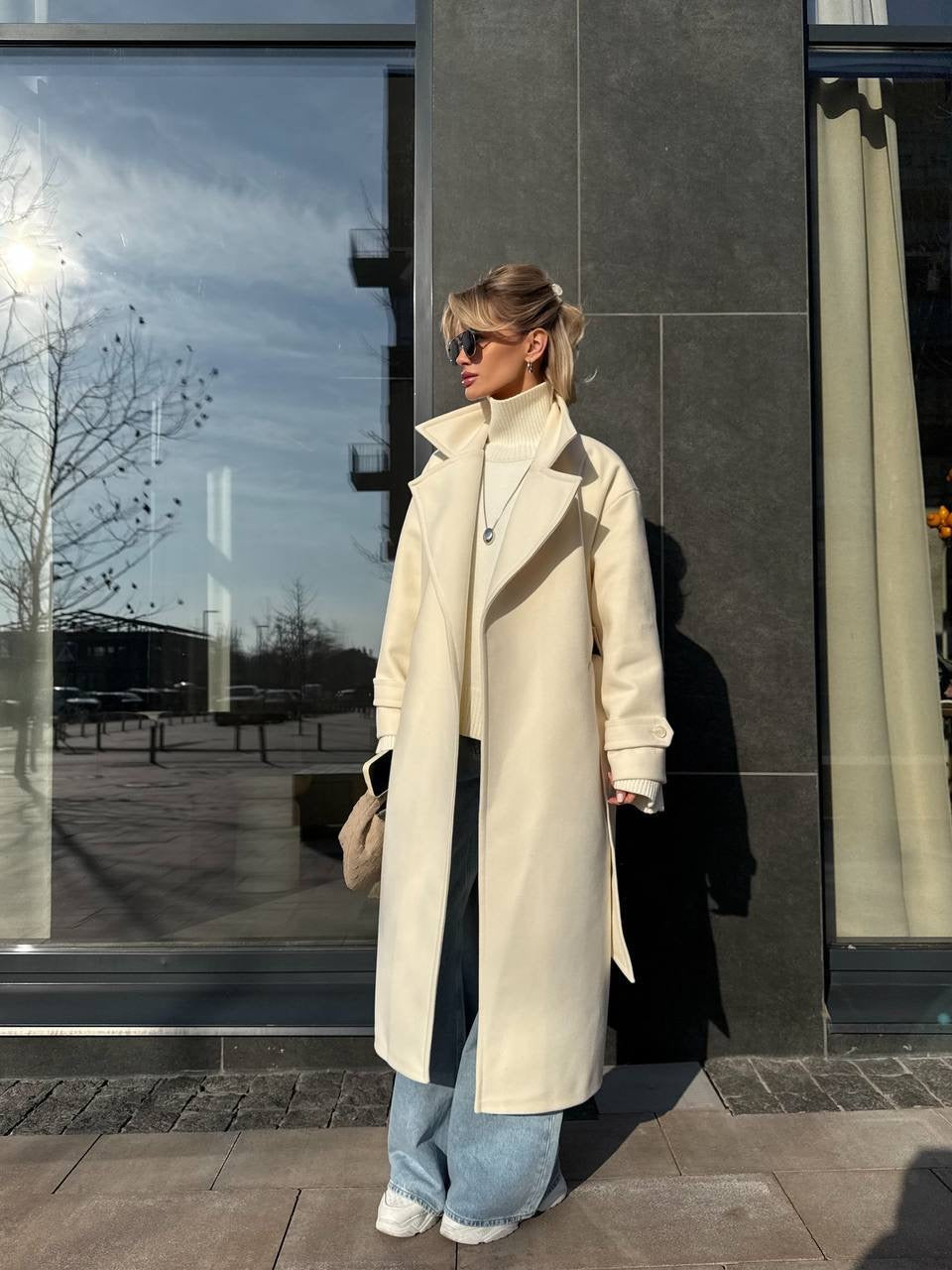 Women’s Oversized Long Coat with Wide Lapels