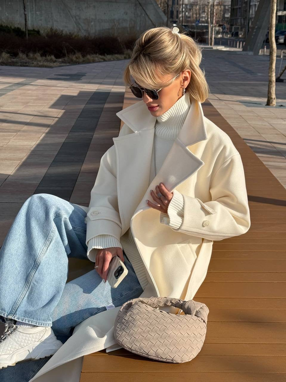 Women’s Oversized Long Coat with Wide Lapels