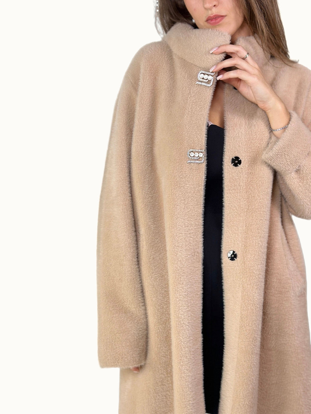 Alpakamantel in Beige