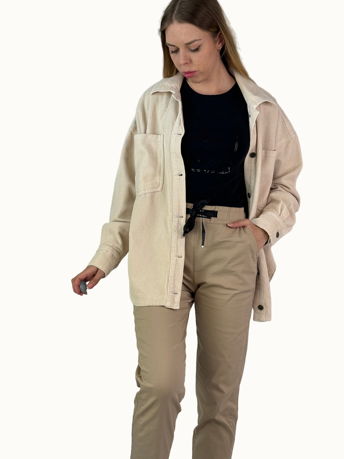 Chemise en microvelours beige