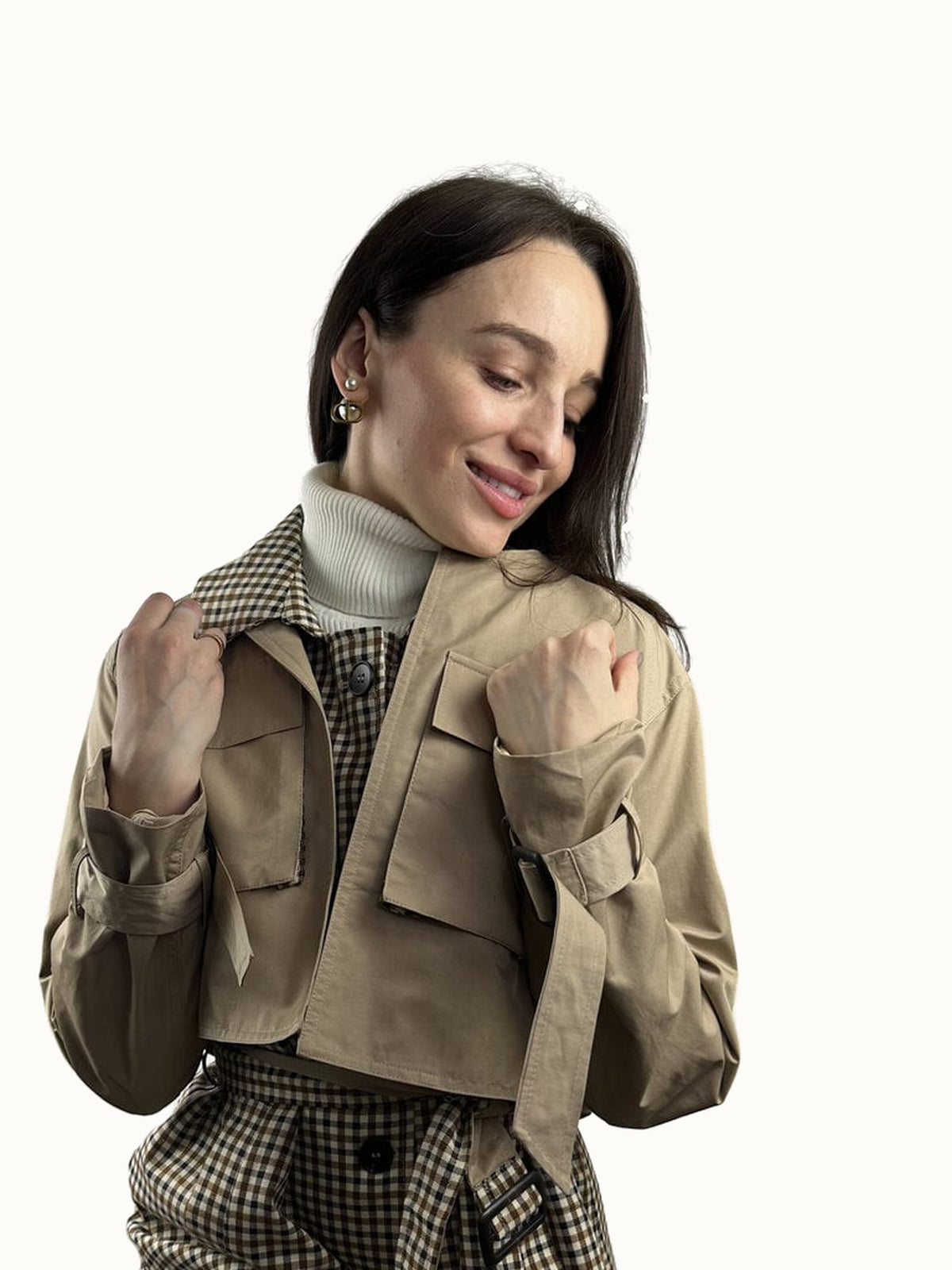 Trenchcoat in Beige mit abnehmbaren Ärmeln