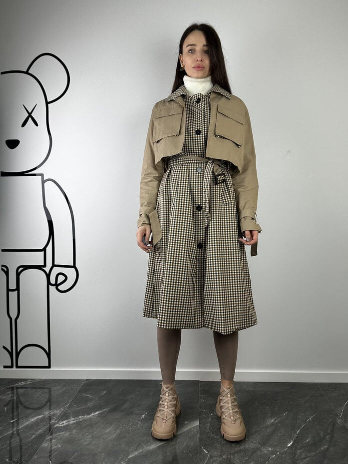 Trench beige à manches amovibles