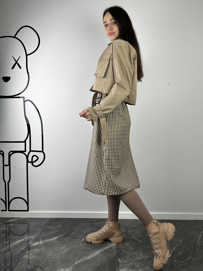 Trench beige à manches amovibles