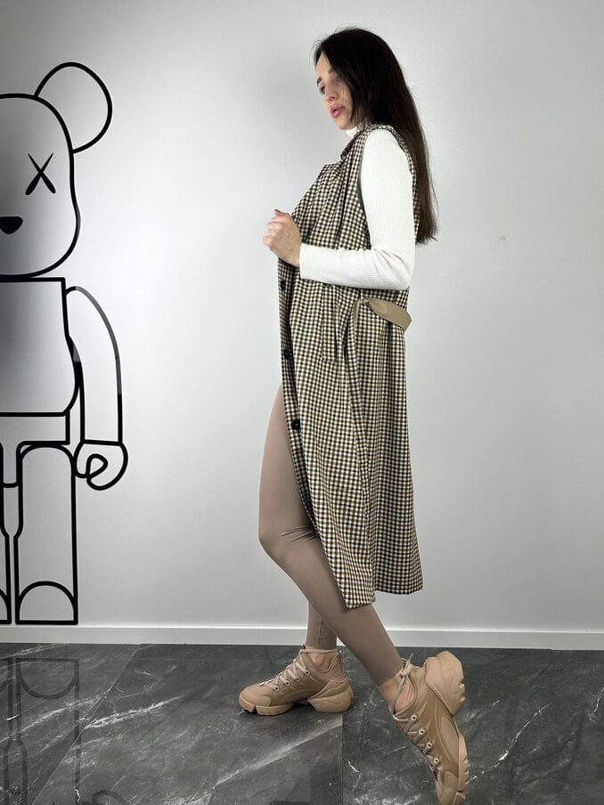 Trench beige à manches amovibles