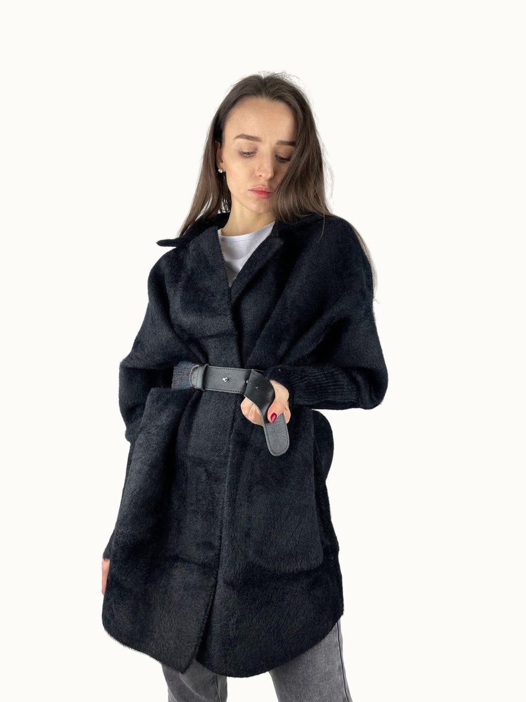 Abrigo de alpaca negro