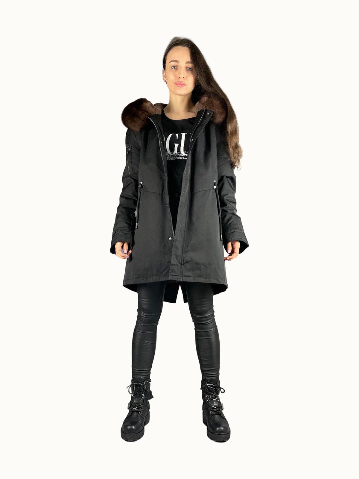 Parka Baltic XM Black / Brown Fur 80 cm, Unisex