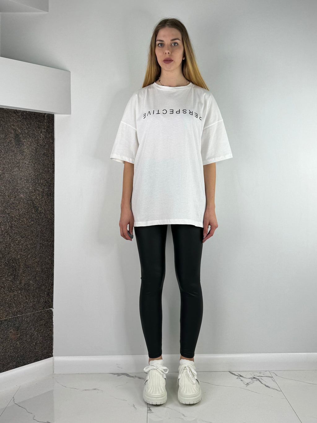 Leggings in Lederoptik, Schwarz