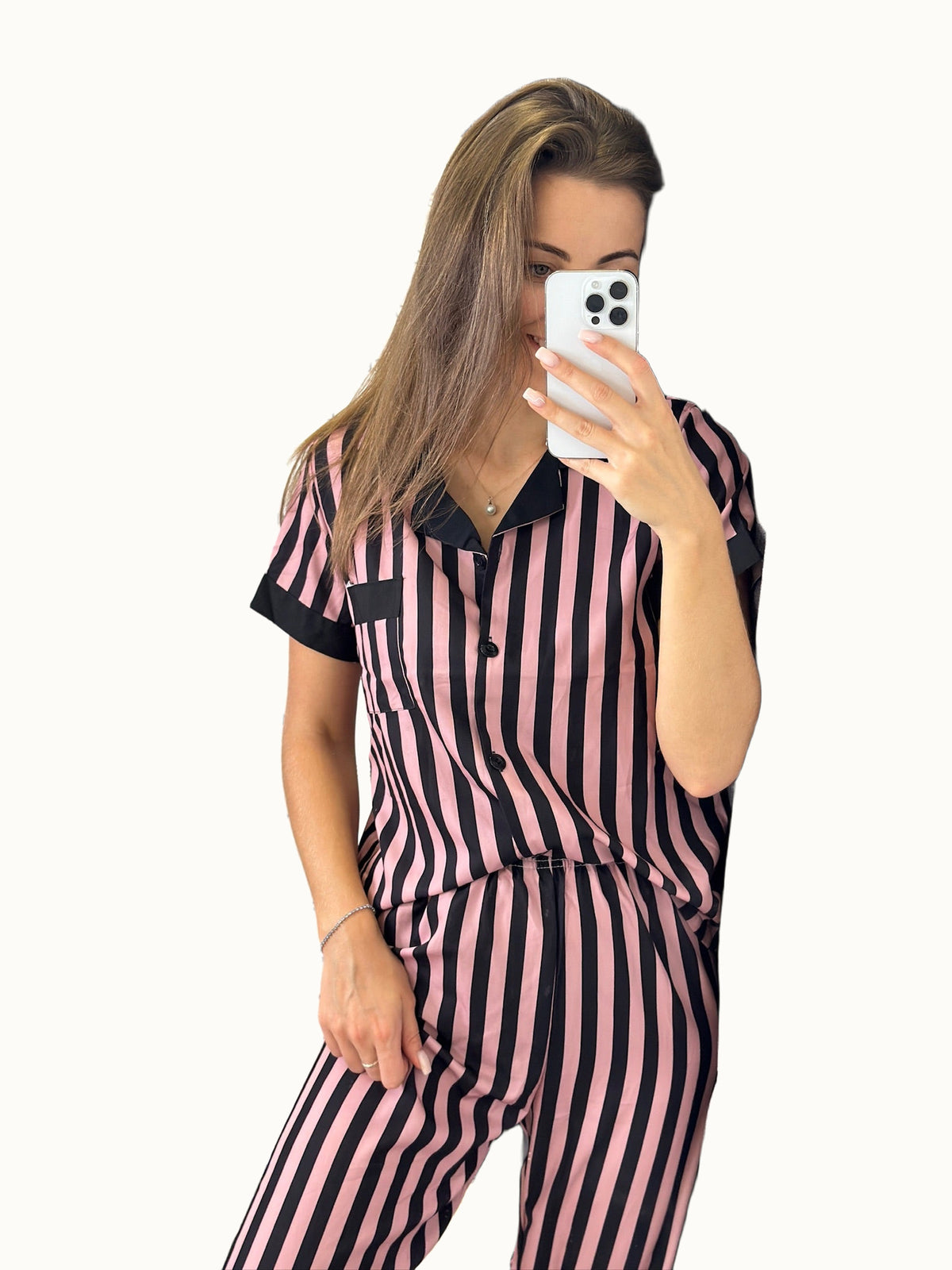 Pyjama-Set 3 in 1 in Schwarz und Rosa