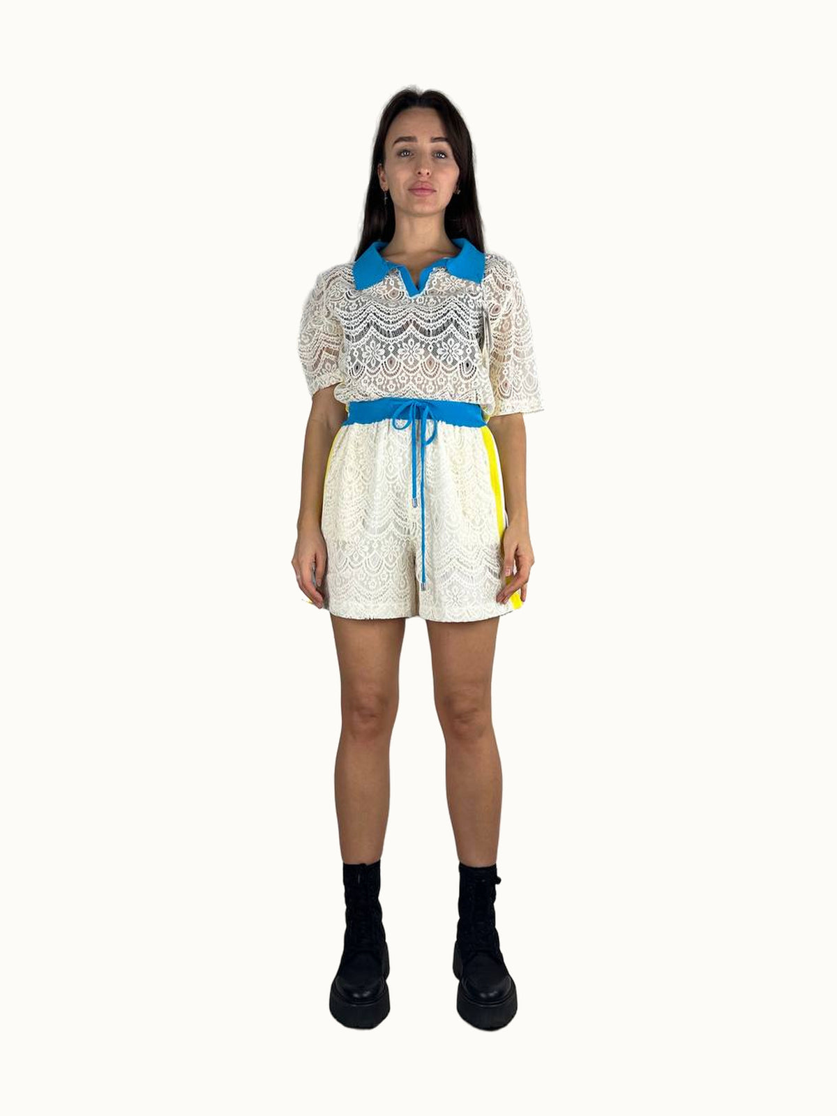 Conjunto de guipure LARA azul
