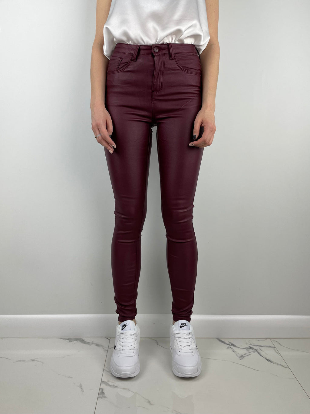 Pantaloni in ecopelle CUDI bordeaux