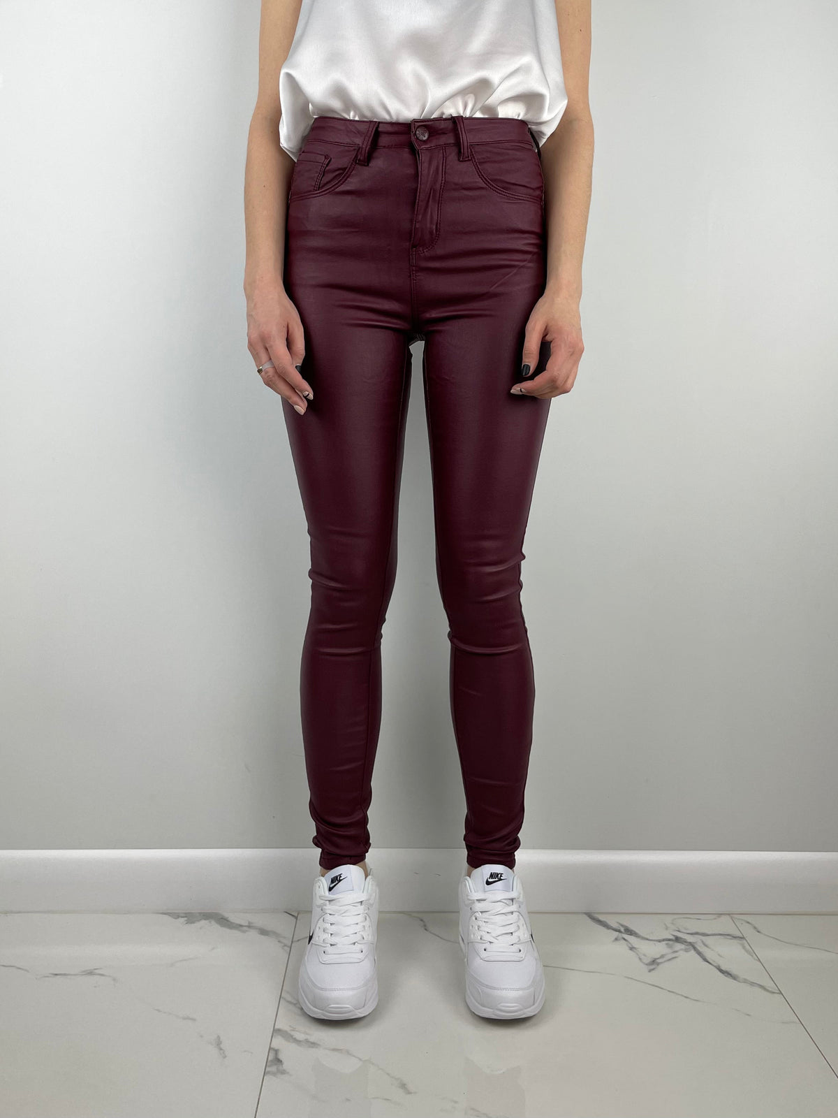 Pantaloni in ecopelle CUDI bordeaux