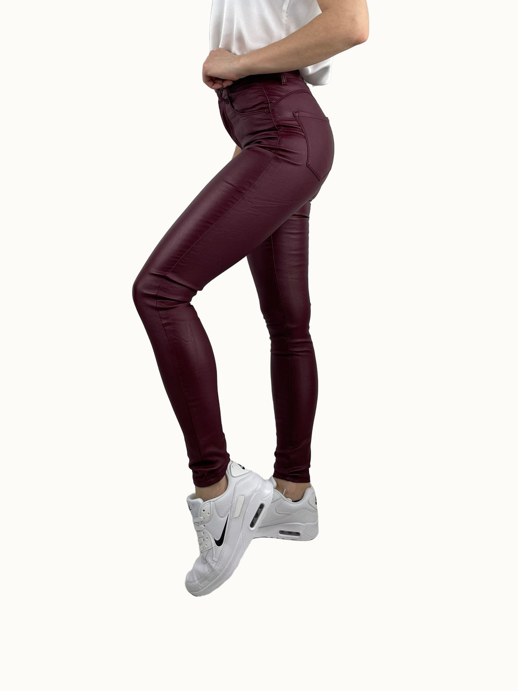 Burgundy Eco Leather Pants CUDI