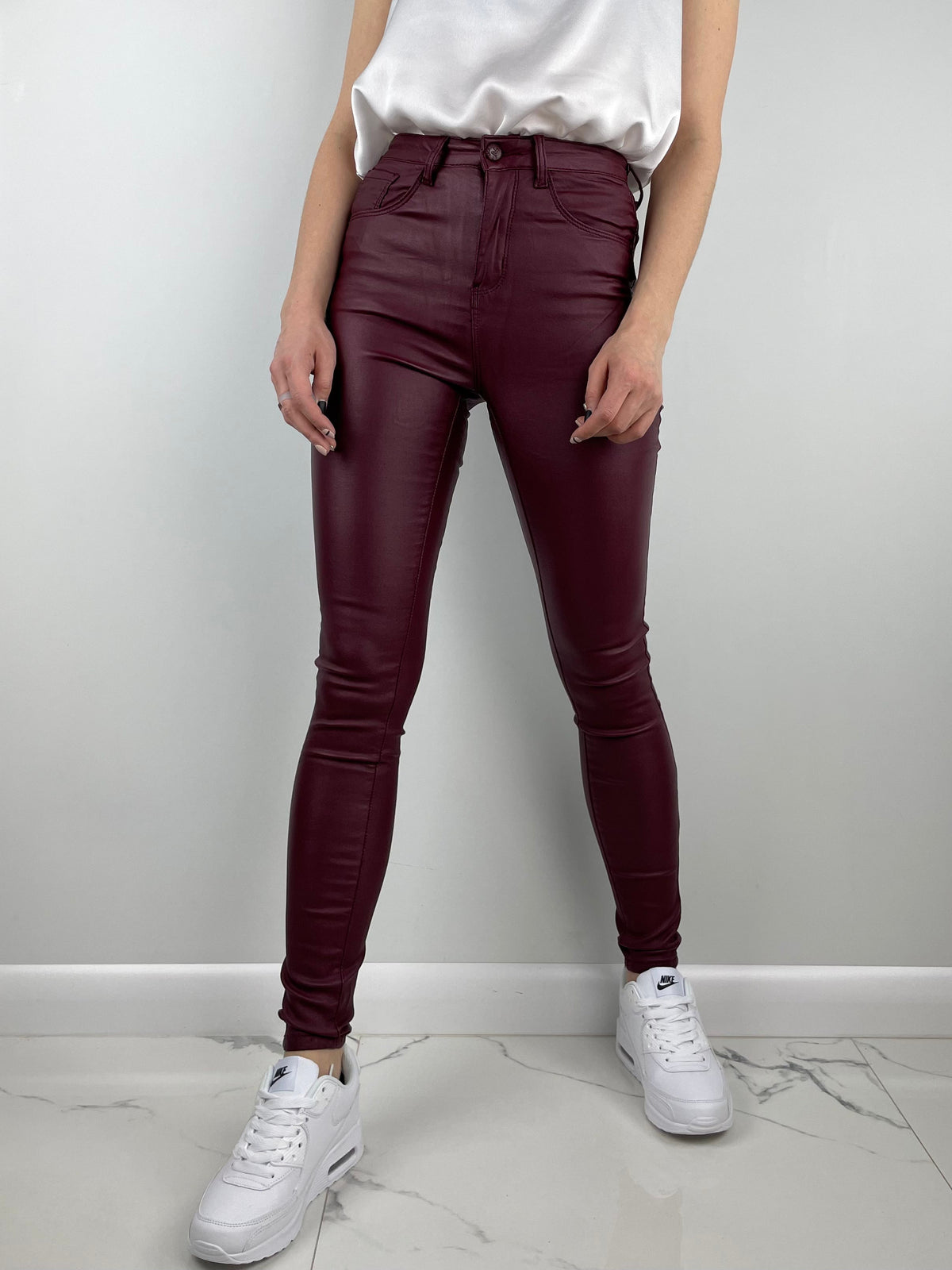 Pantaloni in ecopelle CUDI bordeaux