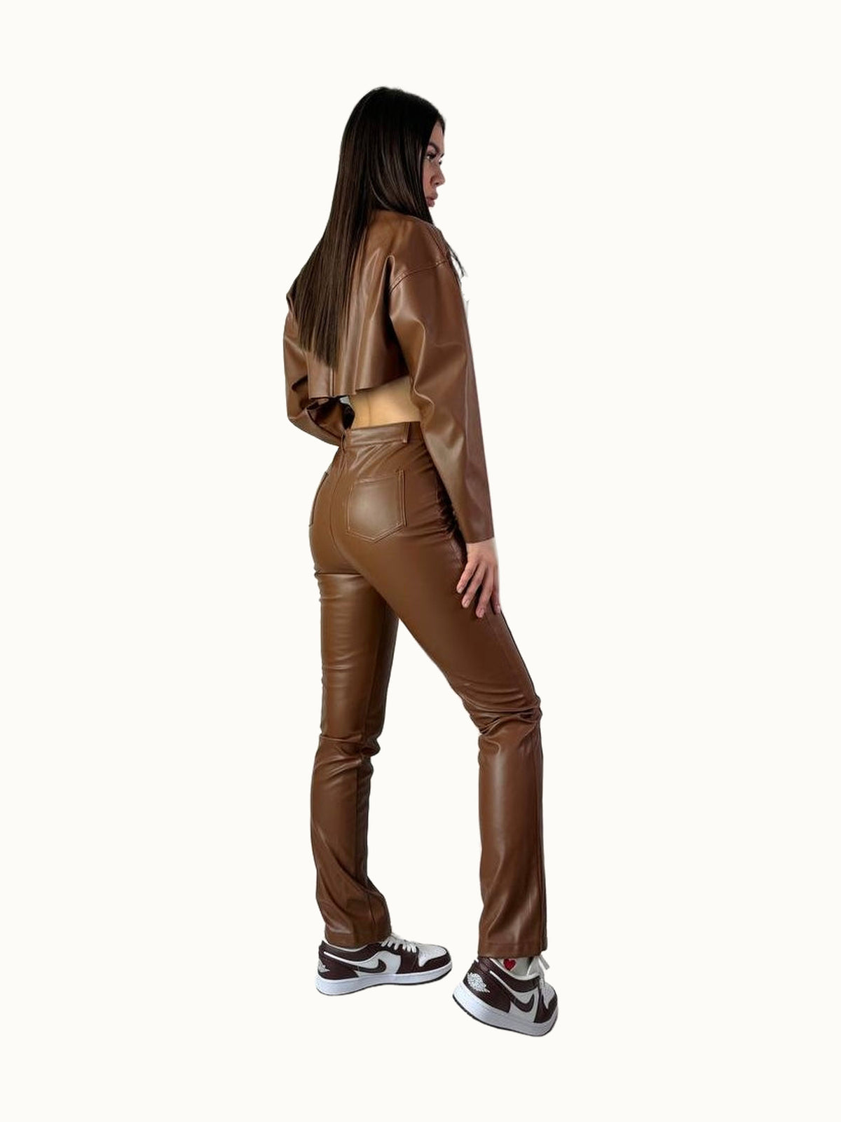 Pantaloni in ecopelle marroni