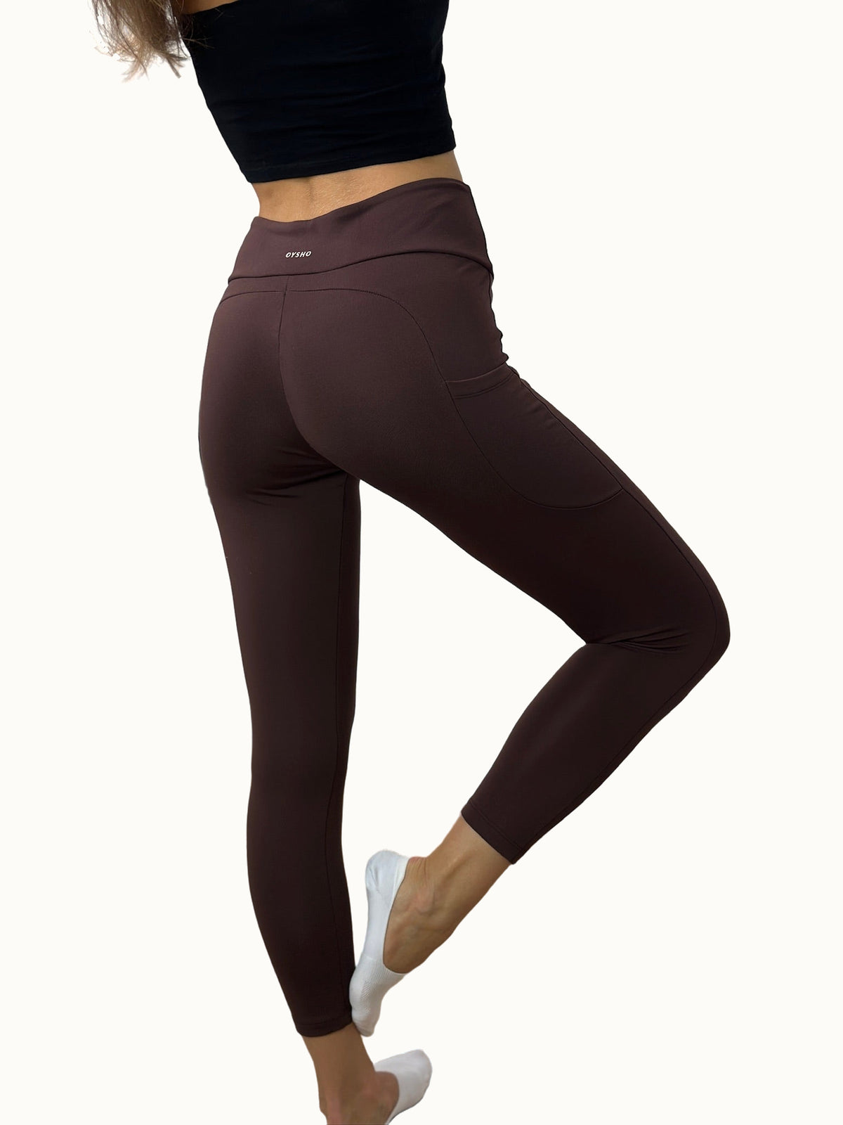Leggings marroni con tasca