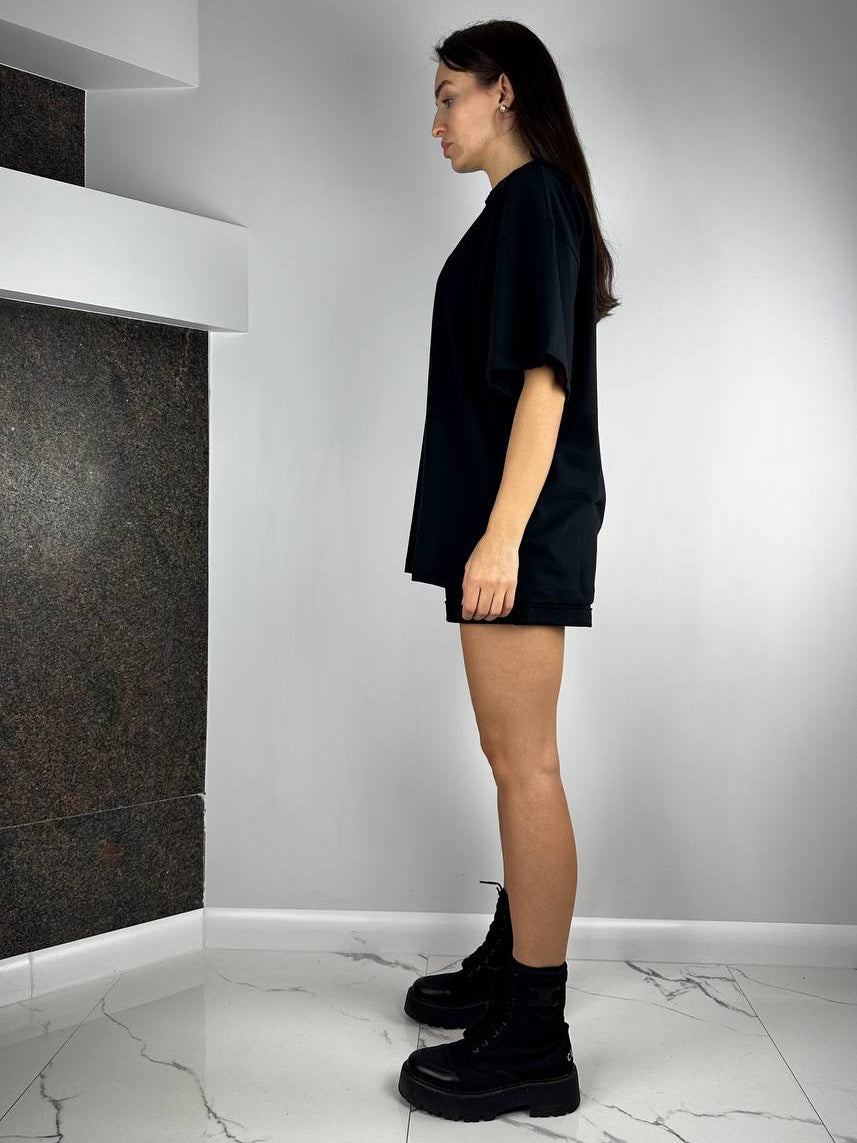 T-shirt oversize de algodão preta