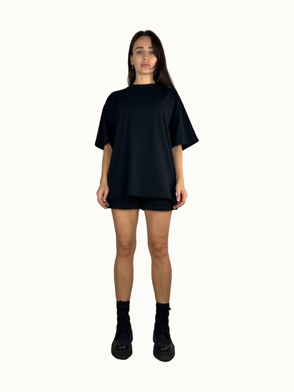 T-shirt oversize de algodão preta