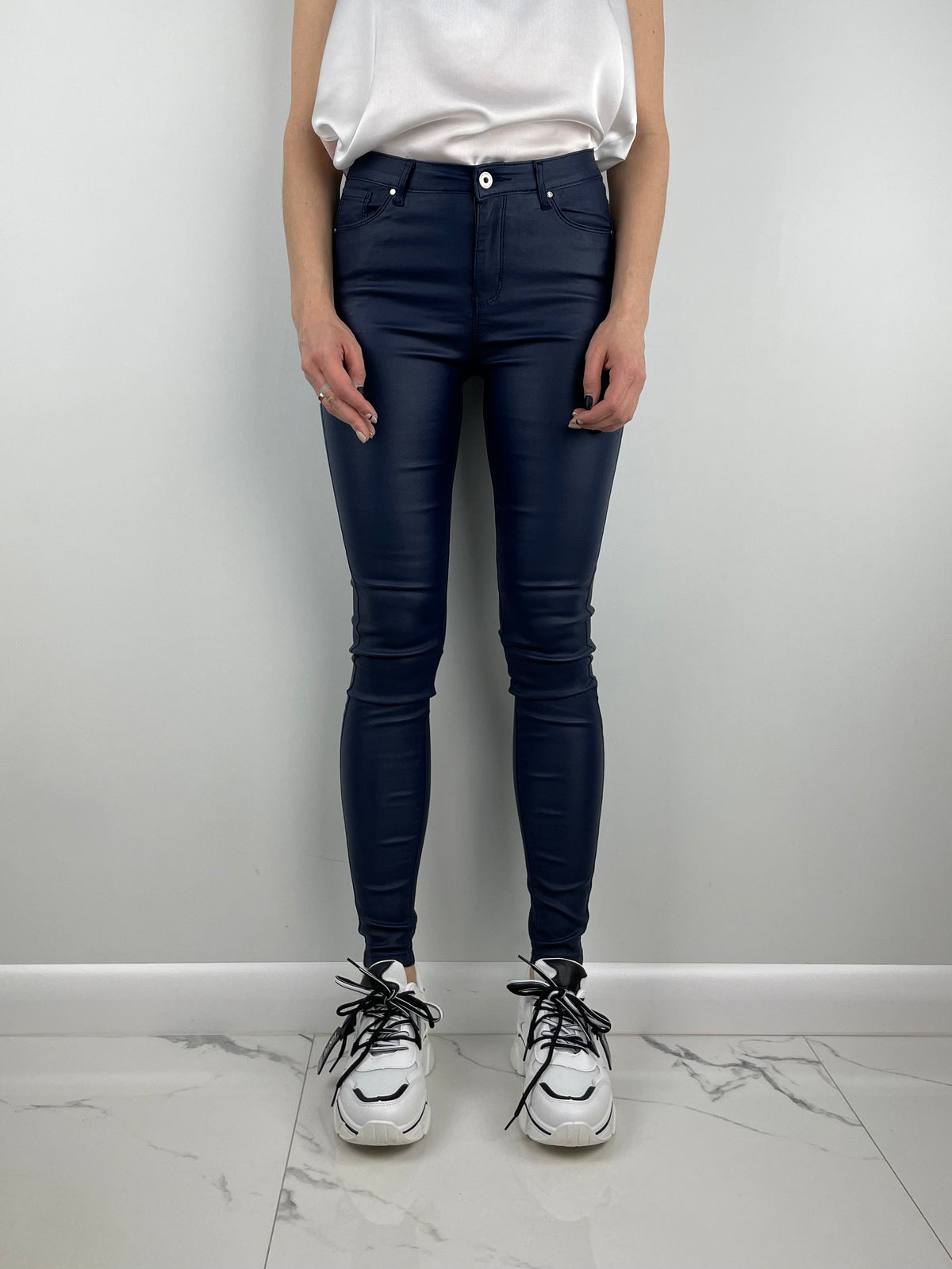 Pantaloni in ecopelle Goodies blu scuro