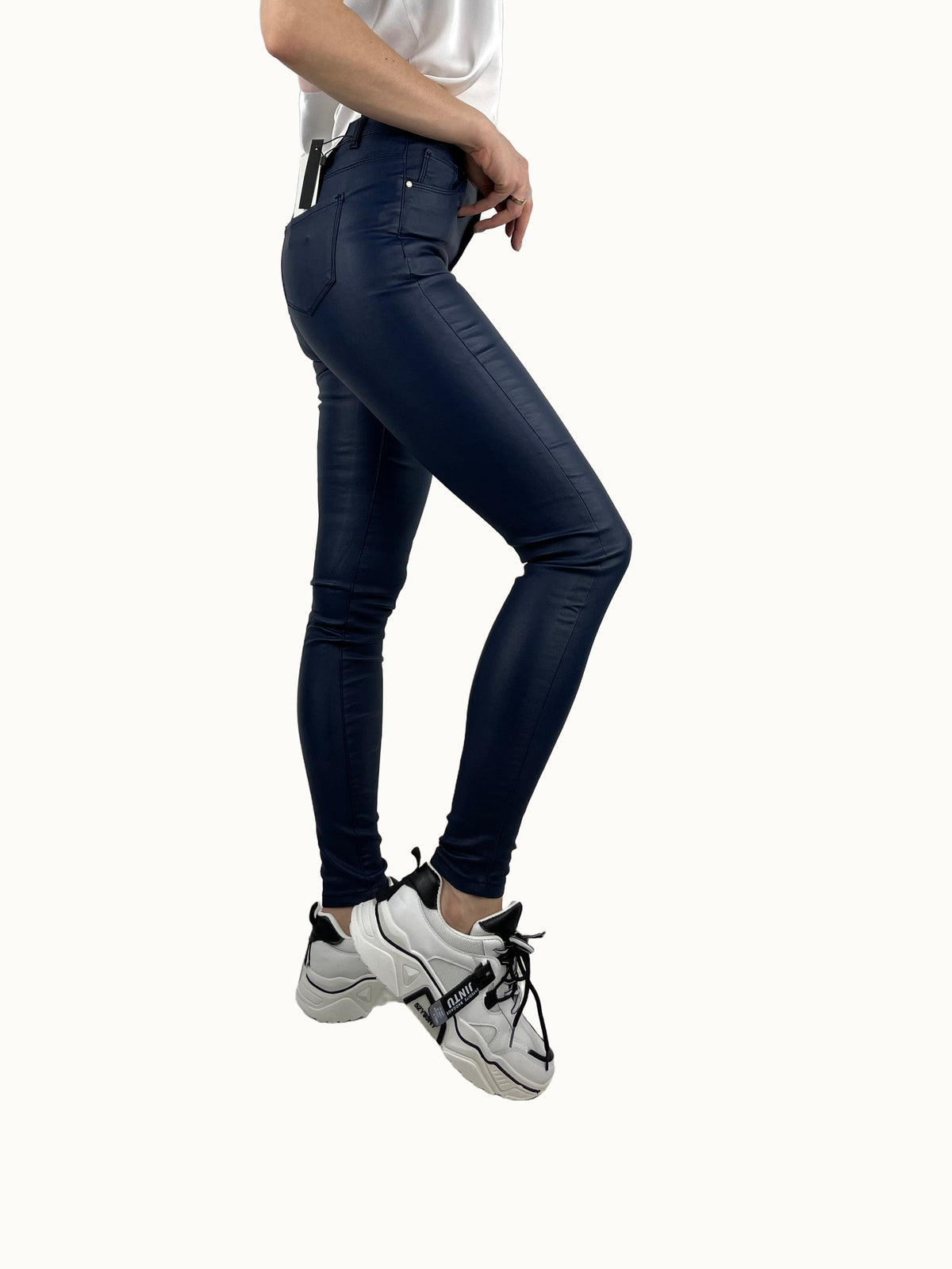 Pantaloni in ecopelle Goodies blu scuro