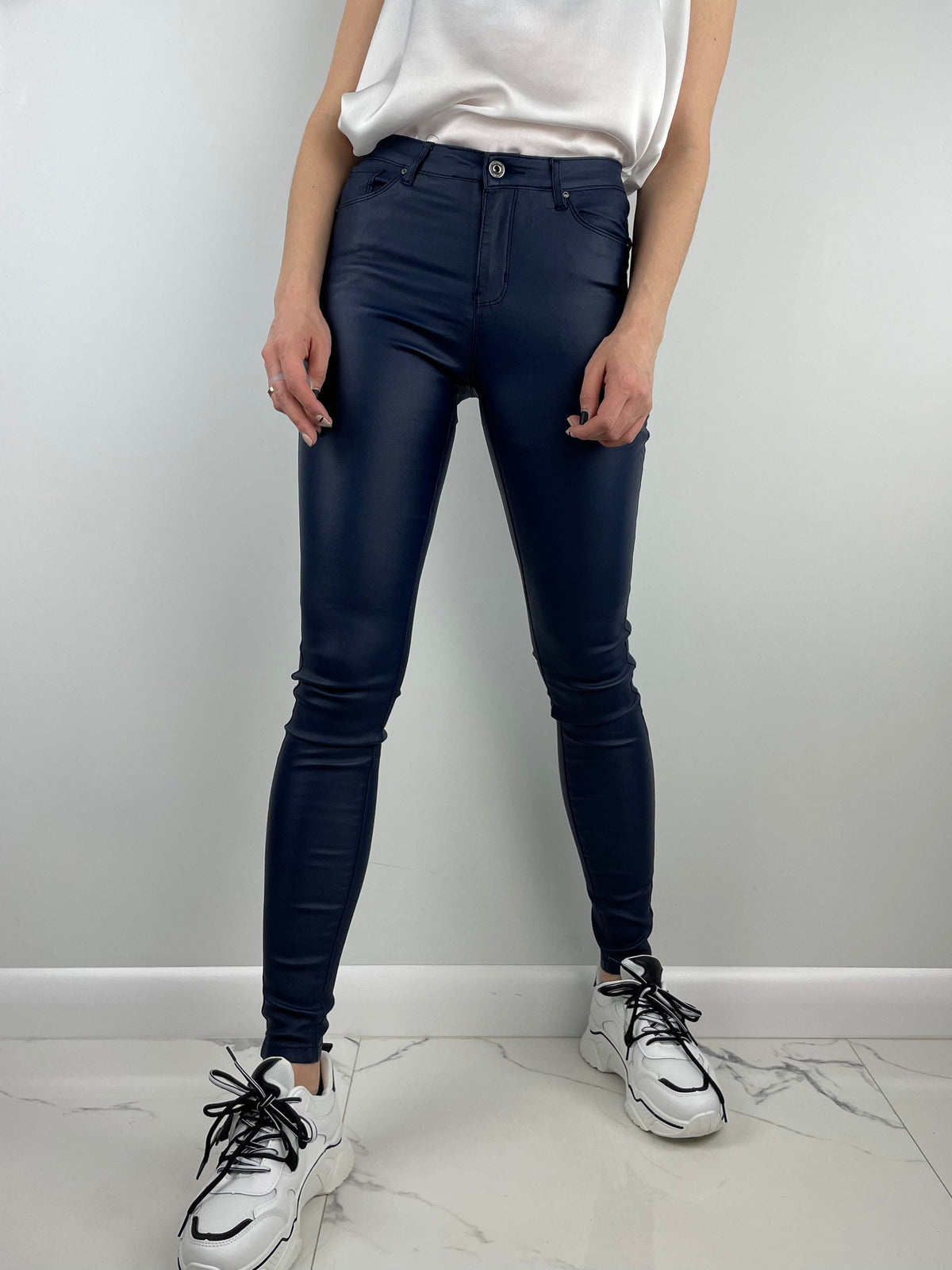 Pantaloni in ecopelle Goodies blu scuro
