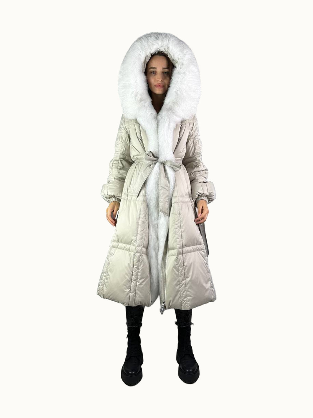 Casaco de penas Baltic Exclusive bege, 110 cm