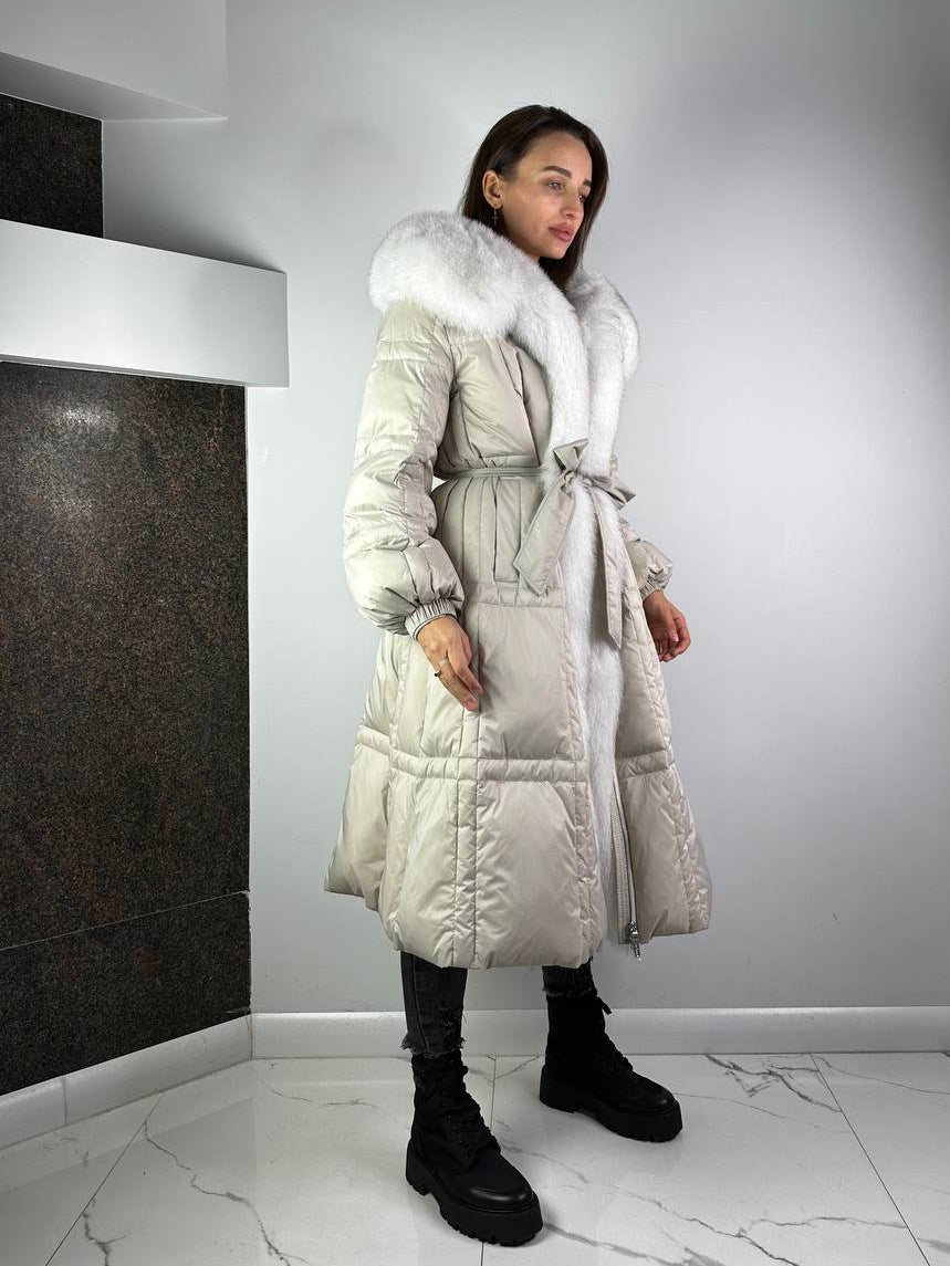 Casaco de penas Baltic Exclusive bege, 110 cm