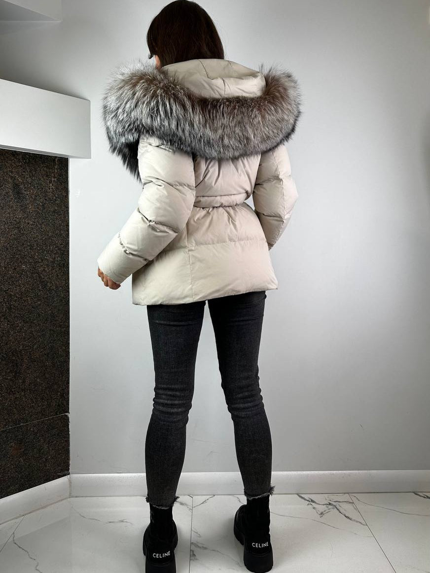 Dūnu jaka Baltic gaiši bēša ar lapsas kažokādu, 75 cm