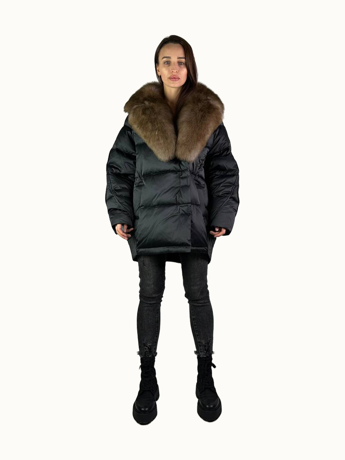 Dūnu jaka Baltic Lucky melna ar bēšu kažokādu, 80 cm