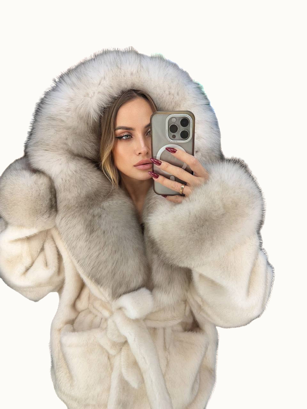 Manteau en fausse fourrure Luxe avec fourrure de renard