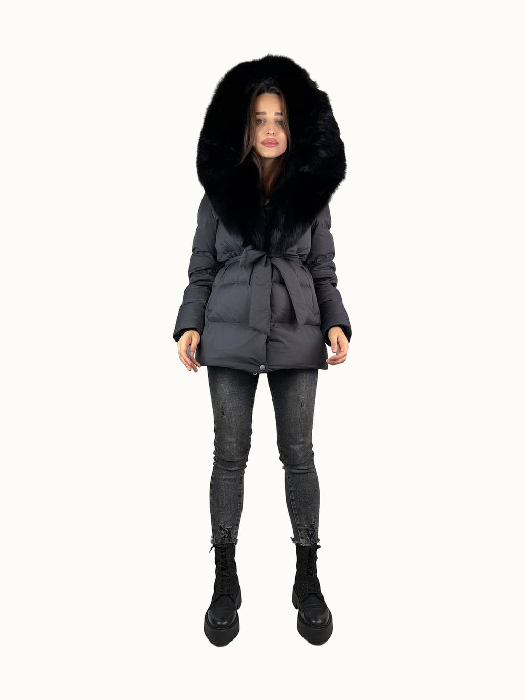 Casaco de penas Baltic preto, 75 cm