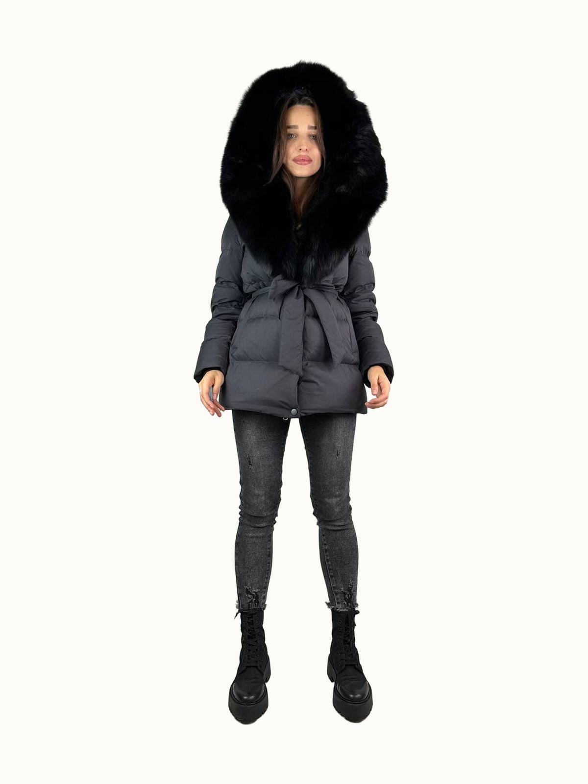 Casaco de penas Baltic preto, 75 cm