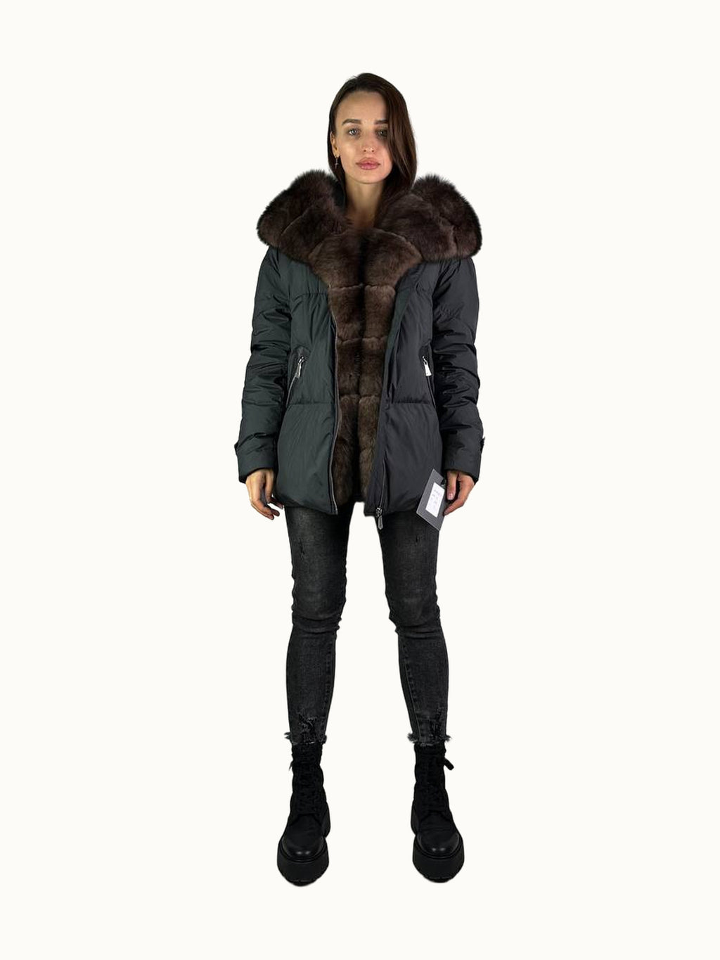 Down Jacket Baltic Lucky Black / Brown Fox 70 cm