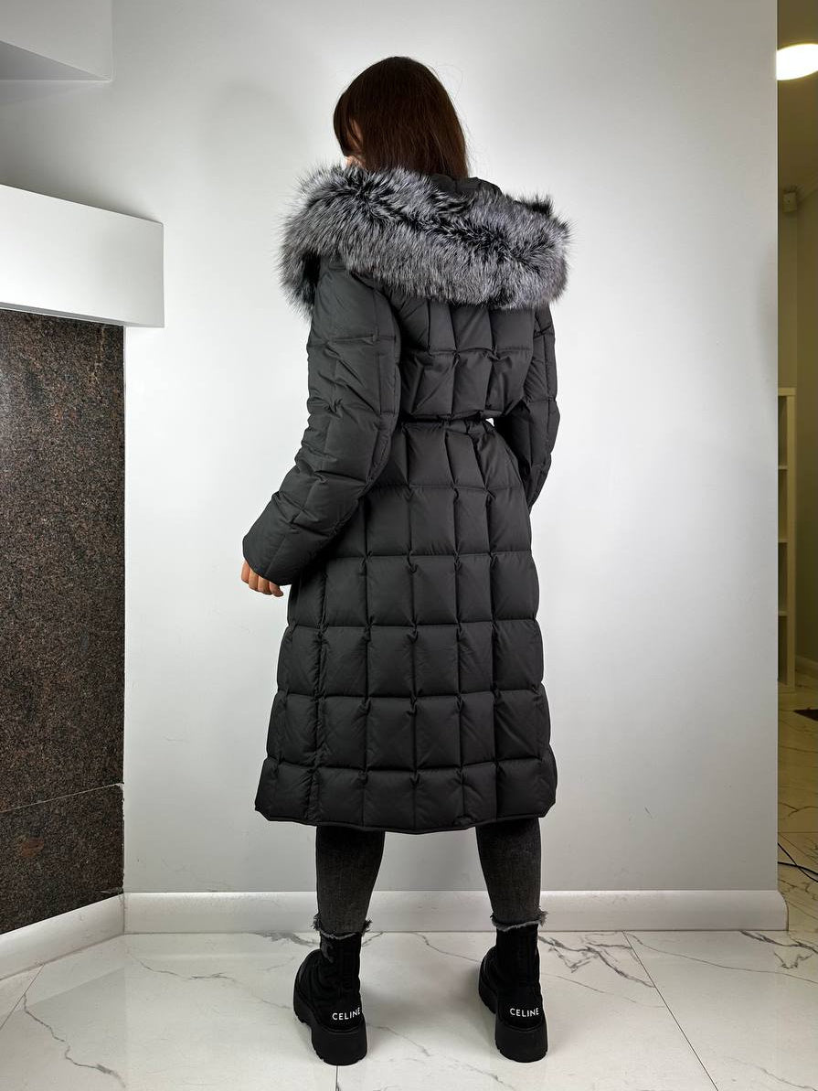 Down Jacket Baltic Squares Black / Silver Fox 110 cm