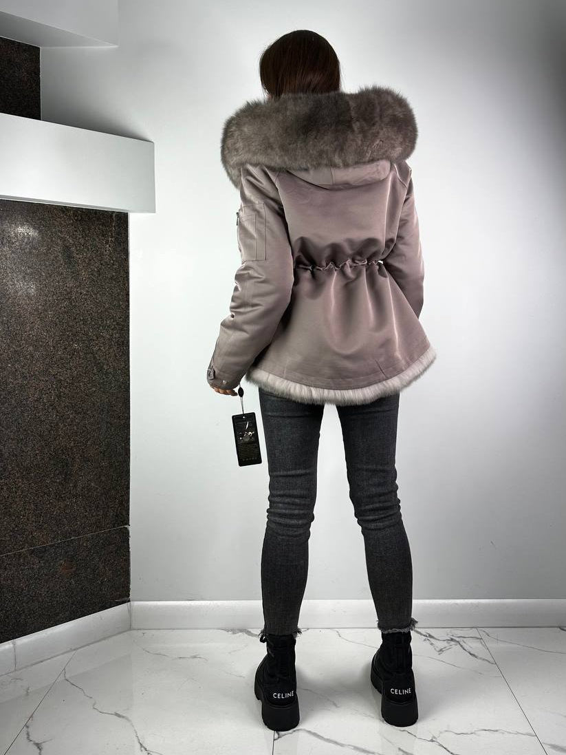 Parka Baltic XM cappuccino à fourrure grise, 70 cm