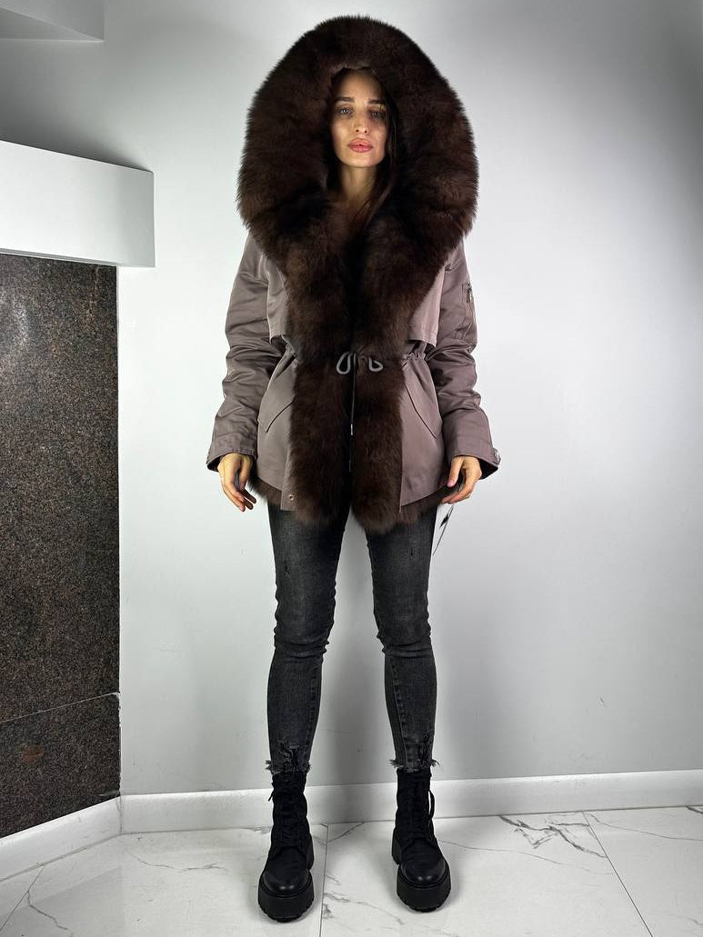 Parka Baltic XM cappuccino à fourrure marron, 70 cm