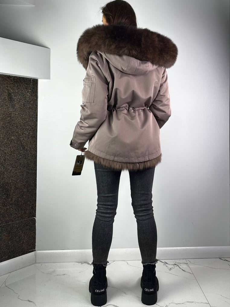 Parka Baltic XM cappuccino à fourrure marron, 70 cm