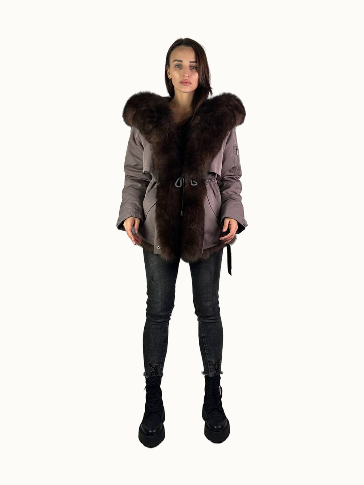 Parka Baltic XM cappuccino à fourrure marron, 70 cm