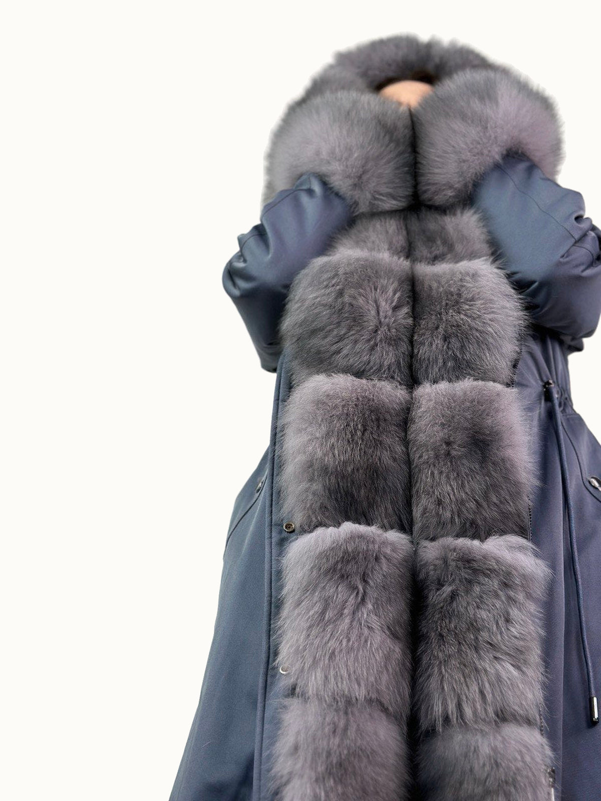 Parka Baltic Classic azul-clara com pelo grafite-claro, 105 cm