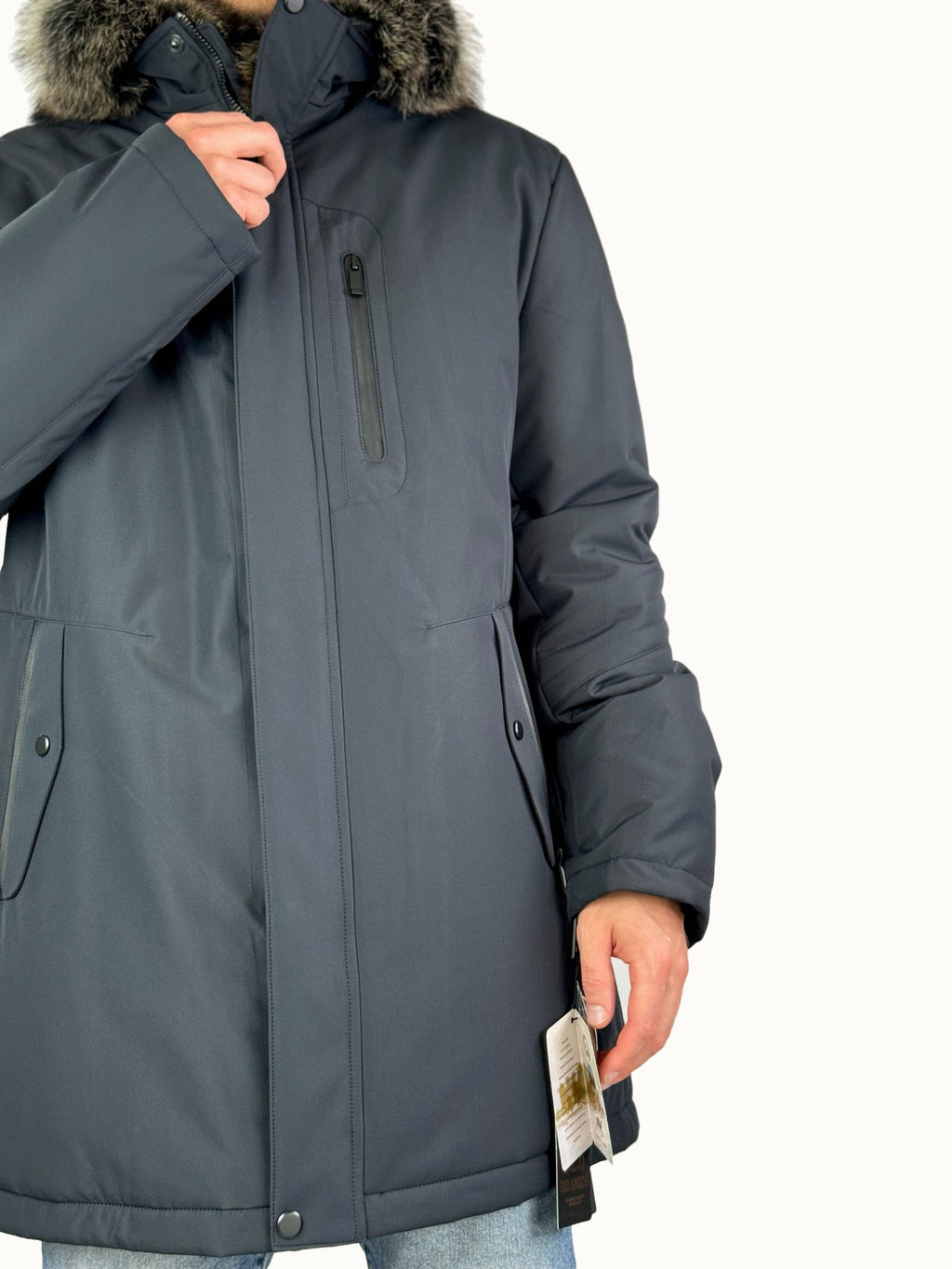 Parka de hombre Baltic negra / beige, 90 cm