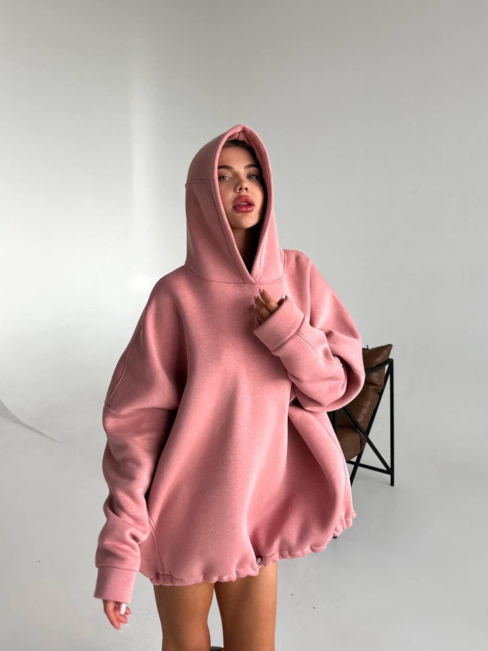 Oversize flīsa hudijs