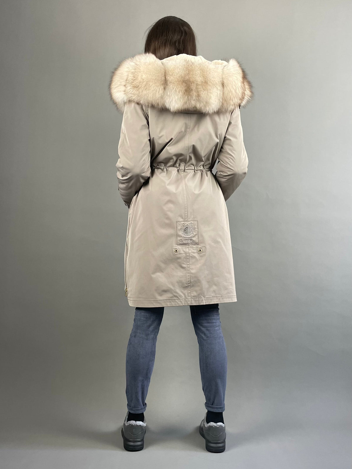 Parka LUX Cappuccino / White-Yellow Fur 95 cm