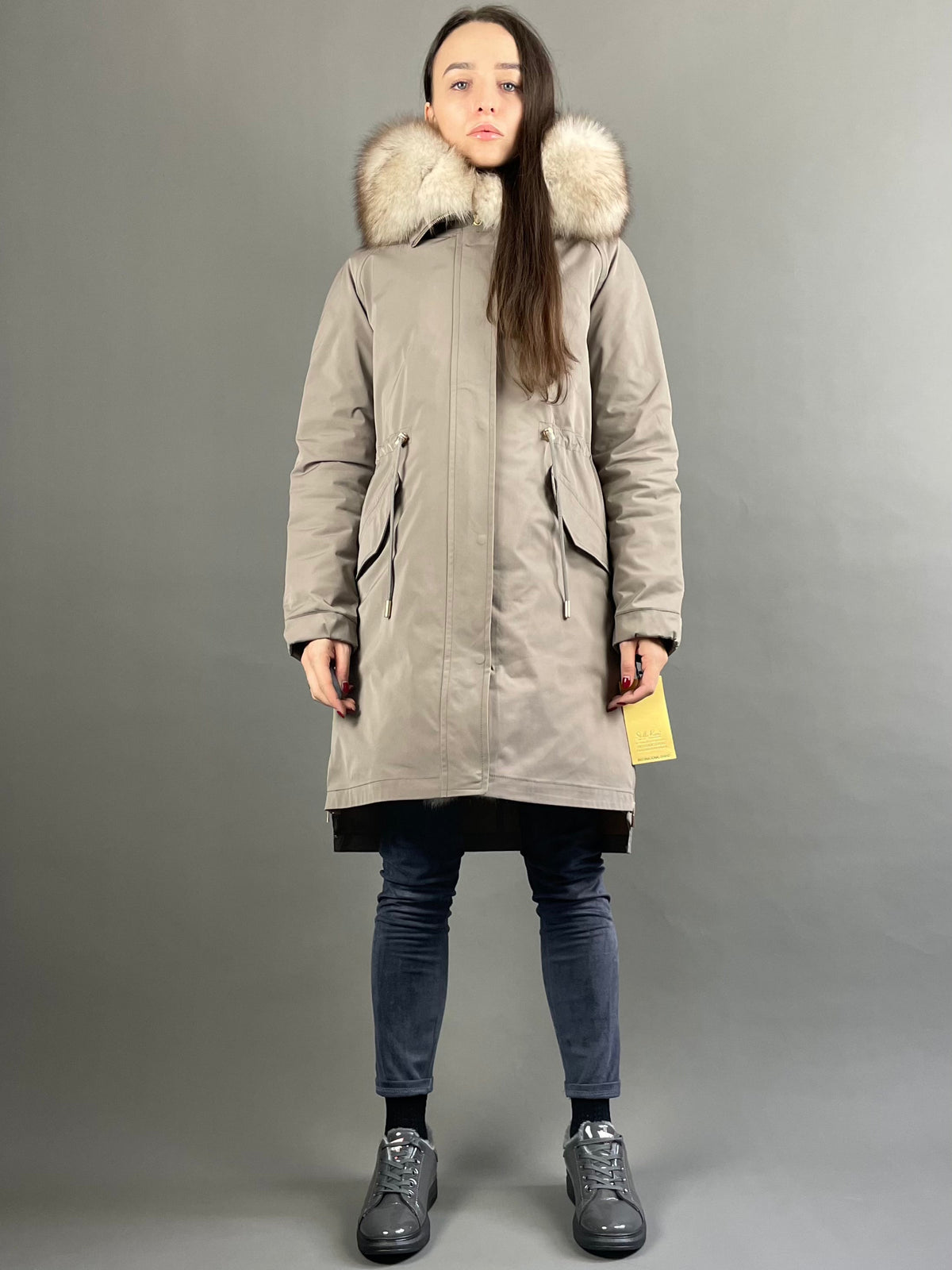Parka LUX Cappuccino / White-Yellow Fur 95 cm