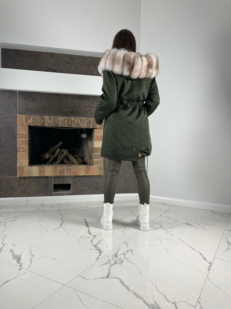 Parka Baltic Green with White fur Rex for women