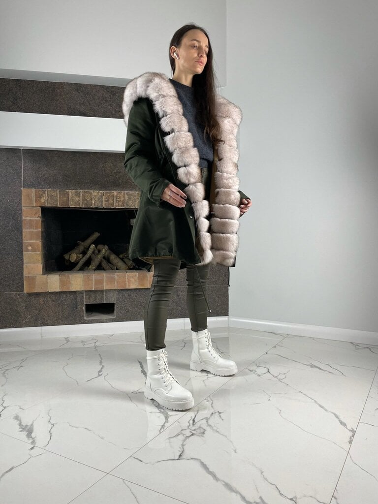 Parka Baltic Green with White fur Rex for women