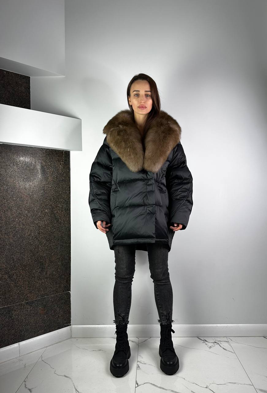 Black Down Jacket for women / Beigie Lucky Baltic 80 cm