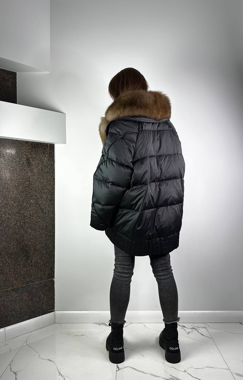 Black Down Jacket for women / Beigie Lucky Baltic 80 cm