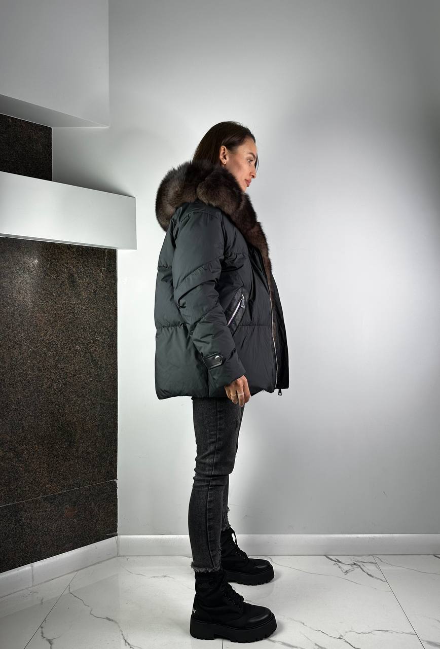 Lucky down jacket Black /Brown fox for women 70 cm