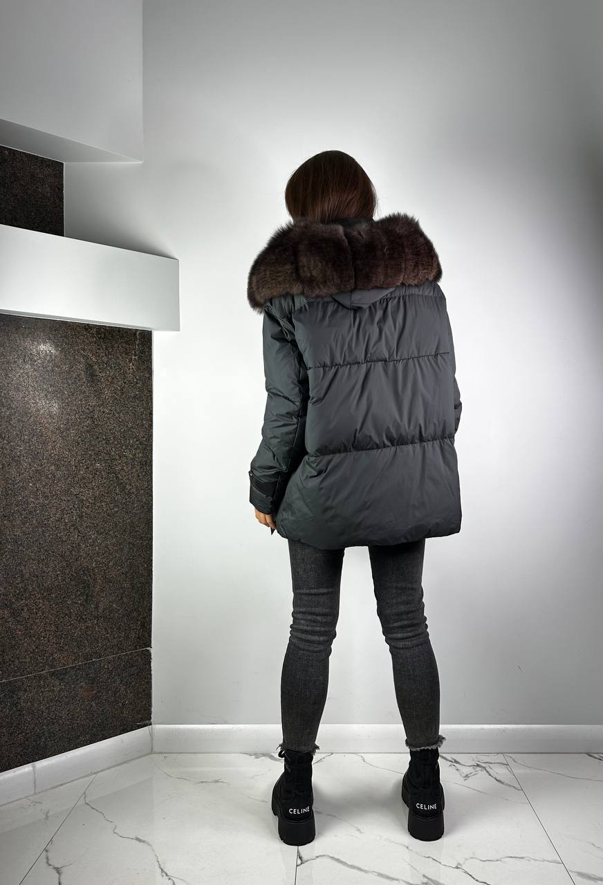 Lucky down jacket Black /Brown fox for women 70 cm